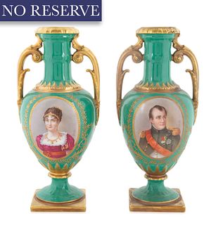 A PAIR OF FRENCH PORCELAIN VASES, MARTIAL REDON, PAINTED BY ARMANO, LIMOGES 1891-1896 
