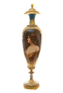 A FRENCH ORMOLU-MOUNTED SEVRES STYLE PORCELAIN VASE, KARL MAX, LATE 19TH-EARLY 20TH CENTURY 