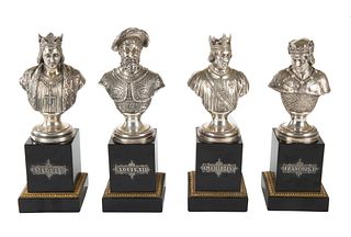 A SET OF FOUR FRENCH SILVER BUSTS, 1819-1838