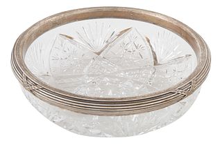 A RUSSIAN SILVER-MOUNTED CUT CRYSTAL BOWL, FABERGE, ST. PETERSBURG, 1898-1908