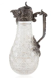 A RUSSIAN SILVER-MOUNTED CRYSTAL PITCHER, WORKMASTER KONSTANTIN LINKE, RETAILED BY BOLIN, MOSCOW, CIRCA 1890