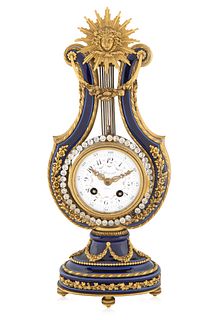 A LOUIS XVI-STYLE PORCELAIN MANTLE CLOCK, SEVRES, RETAILED BY TIFFANY & CO., CIRCA 1890