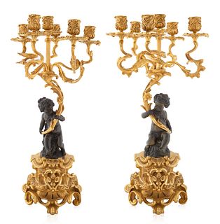 A PAIR OF FRENCH LOUIS XV STYLE ORMOLU CANDELABRA, 19TH CENTURY 
