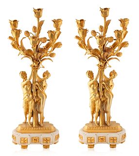 A PAIR OF FRENCH LOUIS XV STYLE CANDELABRAS, 19TH CENTURY 