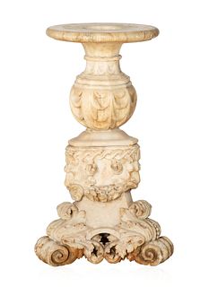AN ITALIAN MARBLE ROUNDED PEDESTAL, LATE 19TH CENTURY-EARLY 20TH CENTURY 