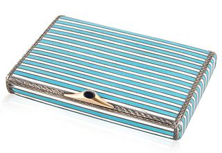 A RUSSIAN SILVER AND ENAMEL CIGARETTE CASE, ST. PETERSBURG, 1908-1918