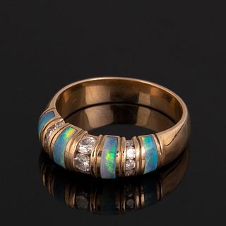 A Montez Gold, Diamond and Black Opal Ring