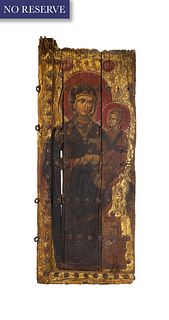 AN ARMENIAN PAINTED WOODEN DOOR, 17TH-18TH CENTURY 