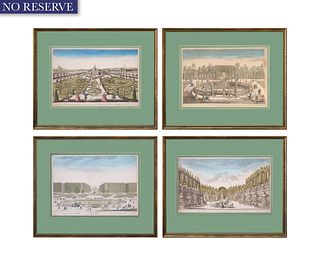 A SET OF FOUR FRENCH VUE D'OPTIQUE HAND-COLORED ETCHINGS, CIRCA 1770