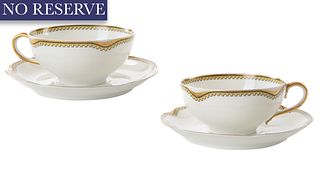 PAIR OF FRENCH PORCELAIN TEA CUPS AND SAUCERS, HAVILAND & CO., LIMOGES, 19TH CENTURY 
