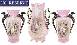 SET OF THREE PORCELAIN VASES, TWO AUSTRIAN-HUNGARIAN, LATE 19TH CENTURY