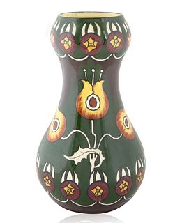 AN AUSTRIAN POTTERY VASE, PROBABLY ERNST WAHLISS (AUSTRIAN 1837-1900), LATE 19TH CENTURY