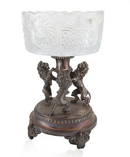 A CONTINENTAL SILVER-PLATED AND GLASS CENTERPIECE, CIRCA 19TH CENTURY 