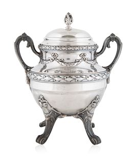 A COVERED SILVER BOWL, POSSIBLY FRENCH, LATE 19TH CENTURY 