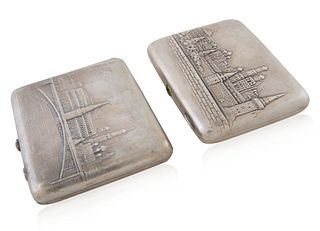 A PAIR OF SOVIET SILVER CIGARETTE CASES, MOSCOW, AFTER 1927