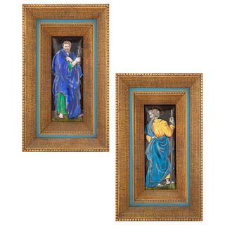A PAIR OF FRENCH ENAMEL PLAQUES, MANNER OF LEONARD LIMOUSIN, LATE 19TH CENTURY,