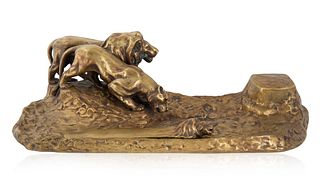 A BRONZE INKWELL AND LETTER OPENER BY FRIEDRICH GORNIK (AUSTRIAN 1877-1943), 1895-1925 
