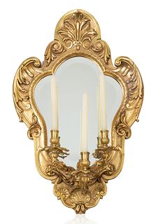 A LOUIS-XVI STYLE ORMOLU BRONZE MIRROR CANDELABRA SCONCE, LATE 19TH CENTURY-EARLY 20TH 