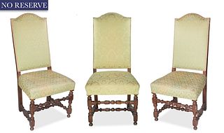 [ROERICH] A SET OF THREE NORTHERN FRENCH OR FLEMISH LOUIS XIII-STYLE WALNUT CHAIRS, LATE 17TH CENTURY 