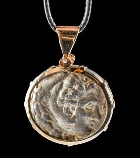 Macedonia Phillip III Silver Tetradrachm & Gold Pendant