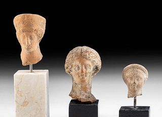 Lot of 3 Greek Hellenistic Terracotta Votive Heads