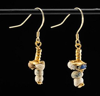 Pair of Roman Gold and Glass Earrings