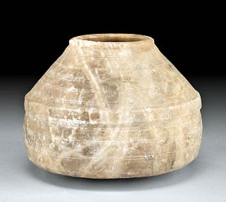 Canaanite Alabaster Pyxis with Incised Bands