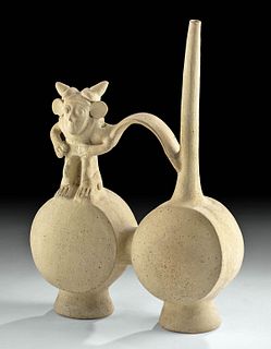 Published Chancay Pottery Double Vessel w/ Figure