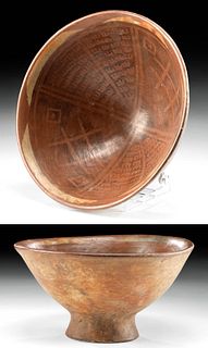 Carchi-Narino Pottery Footed Bowl with Geometric Motif