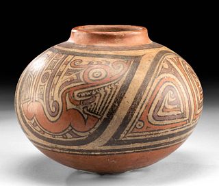 Fine Cocle Pottery Jar with Snail and Zoomorph Motifs