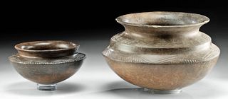 Pair of Chupicuaro Blackware Vessels w/ Incised Designs