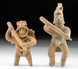 Lot of 2 Colima Pottery Warrior Shaman Figures
