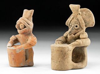 Two Colima Pottery Drummer Whistles
