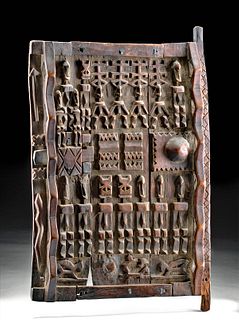 Mid 20th C. African Dogon Carved Wood Shutter