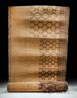 Early 20th C. African Tuareg Reed and Leather Mat