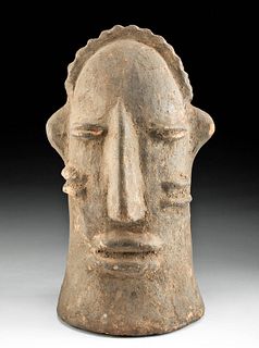 Mid 20th C. Lobi Terracotta Human Head Altarpiece