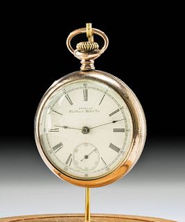19th C. American Waltham Gilded Brass Pocket Watch