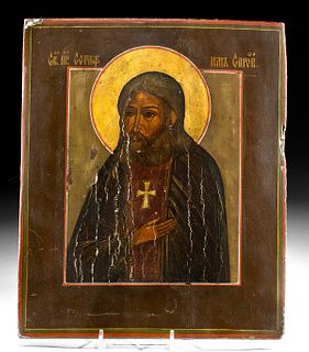 19th C. Russian Icon - St. Seraphim