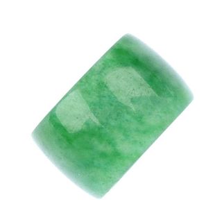 A jade bead. Designed as a jadeite polished cylindrical bead. Length 8.75mms. Weight 1.3gms. Jade un