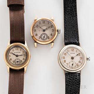 Three Illinois "Round Dial" Wristwatches