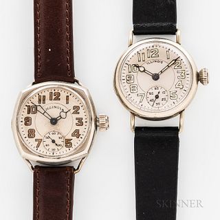 Two Illinois Watch Co. Trench Wristwatches