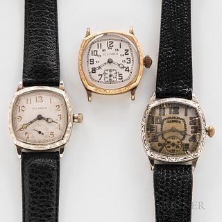 Three Illinois Watch Co. "Devon" Wristwatches