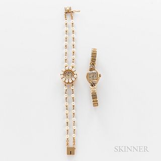 Two 14kt Gold Cocktail Wristwatches