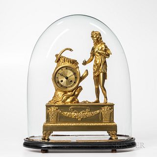 French Figural Mantel Clock Depicting "The Golden Apple of the Hesperides,"