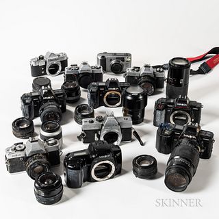 Collection of 35mm Minolta Cameras and Lenses