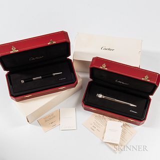 Two Limited Edition Cartier Ballpoint Watch Pens