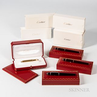 Cartier 18kt Gold 150th Anniversary Mini Rollerball Pen and Three Others