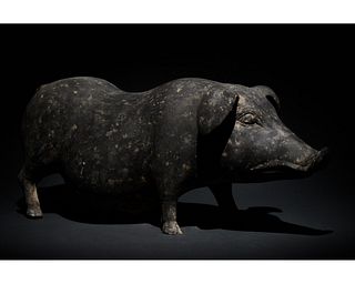 CHINESE HAN DYNASTY TERRACOTTA BLACK PIG - TL TESTED