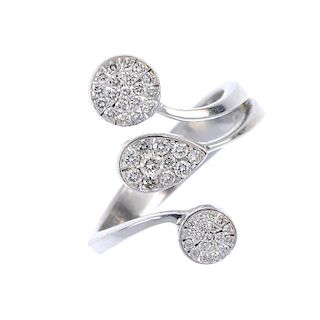 CHIMENTO - a diamond triple cluster ring. Designed as a brilliant-cut diamond pear-shape cluster, wi