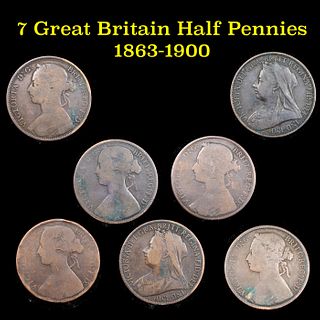 Group of 7 British Pennies